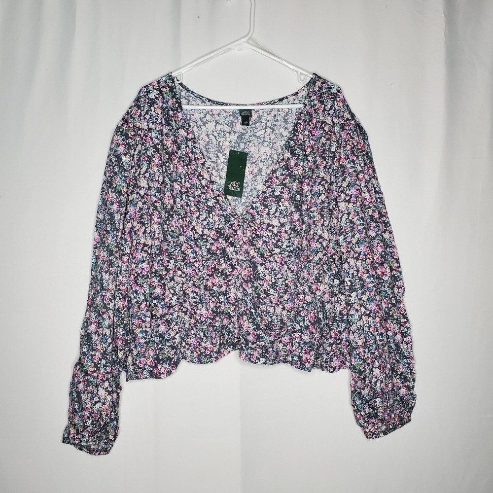 Wild Fable Peasant Top 4X Smocked Multicolor Floral Puffed Cottagecore Feminine